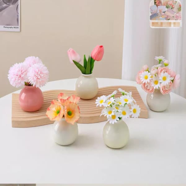 1 st miniblomma med keramisk blomvas bordsdekoration för A