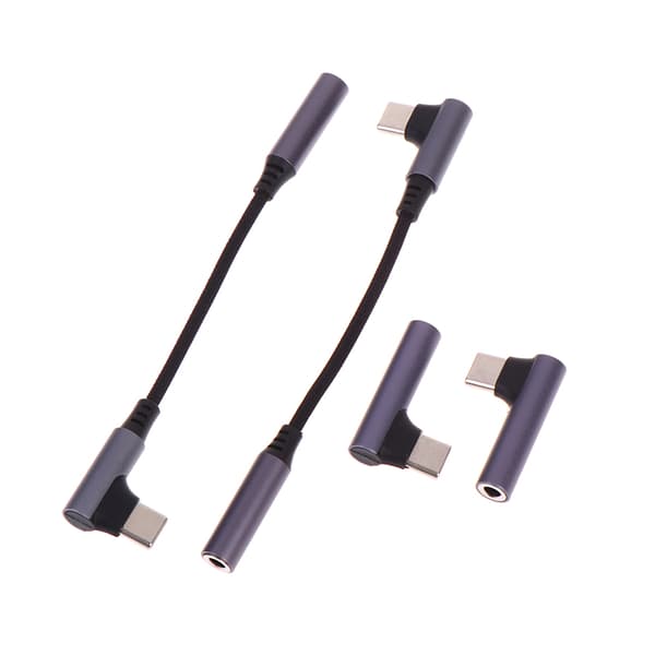 Typ C till 3,5 mm Jack-adapter 90° armbåge USB C till 3,5 mm hörlurar A2 2PCS