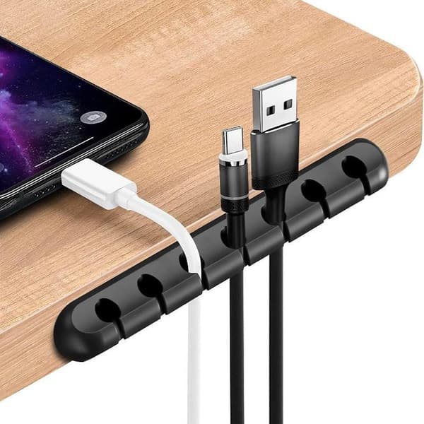 Kabelorganisatör i silikon, självhäftande USB-kabelupprullare A4