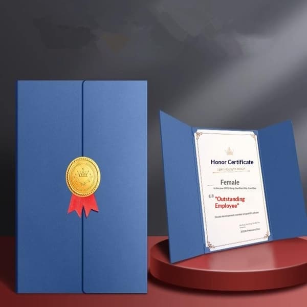 Eksamensbevis A4-sertifikatholder Trefoldig sidepapir Blue