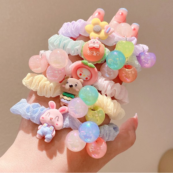 e Flower Hair Rope Hair Tie Candy Color Elastisk Hair Rope Girl Mint green