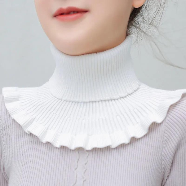 Kvinner strikket krage skjerf Varm Turtleneck Neck Warmer Detacha White