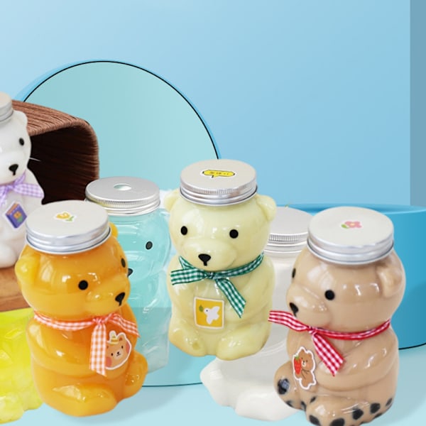 Engangsbruk drikkeflasker e Bear plastkopp juice drikkevarelager 4