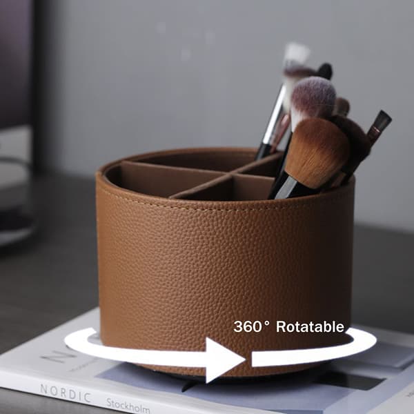 Nordisk stil Yike Roterende Desktop Læder Opbevaringsboks Makeup B White