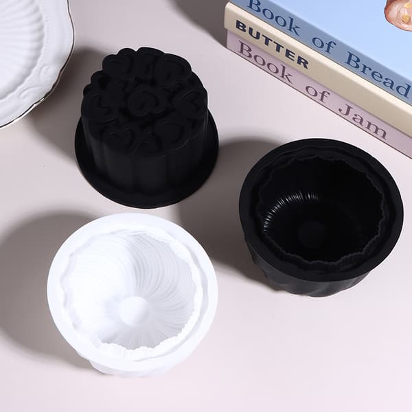 4-tommers rund design fransk moussekakeform silikonkakeform White 3