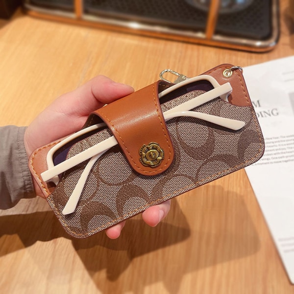 Retro Camellia Portable Solglasögon Case Myopia Glasögon Förvaring Brown