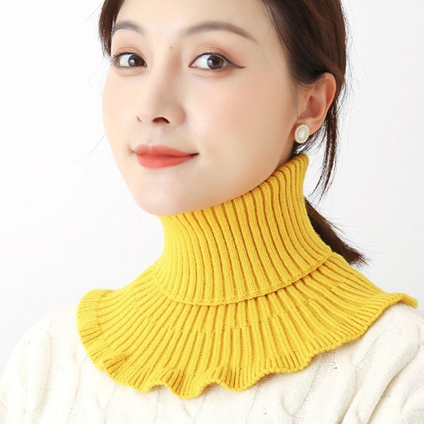 Kvinnor stickad halsduk Warm Turtleneck Neck Warmer Detacha Yellow