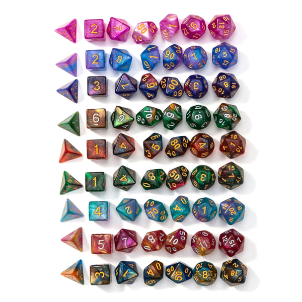 7 Stk Mix Terning Sæt Bærbart Legetøj Til Børn Polyhedral D4 D6 D8 D1 A3