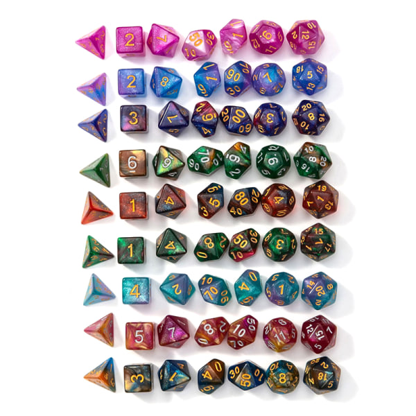 7st Set Bärbara leksaker för barn Polyhedral D4 D6 D8 D1 A6