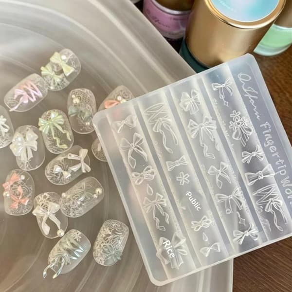 3D Rosett Silikon Nagelform Blandad Form Rosett DIY Manikyr Konst A4