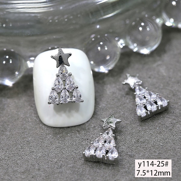 1 stk Glitter Full Zirkon Juletre Perler Diamanter Legering Nai A9
