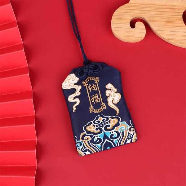 Ancient Style Broderi Bønnetaske Bærbar Antik Sachet Pen Blue