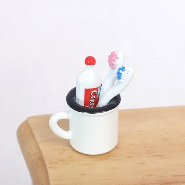 1 set miniatyrmöbler i trä badrumskit 1/12 dockhus till A6