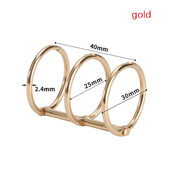 2stk Metall 3 Ringer Perm Notatbok Hengslede Ringer Album Spiral gold