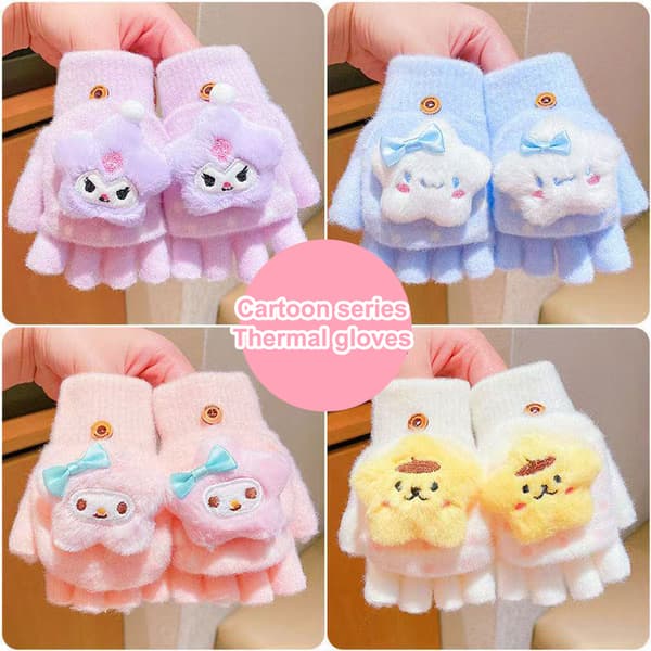 Barntecknad Sanrio Vinter e Handskar Halvfingerklaffport A2