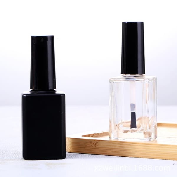 1 st 15 ml tomma DIY nagellacksflaskor fyrkantiga glasflaskor med Black