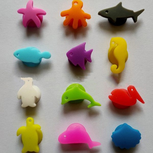 12 stk/sett Creative e Vinglass Charm Suction Marine Animals Wi