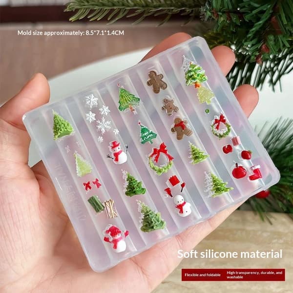 Jul snöflinga snögubbe krans rosett nagelkonst silikonform