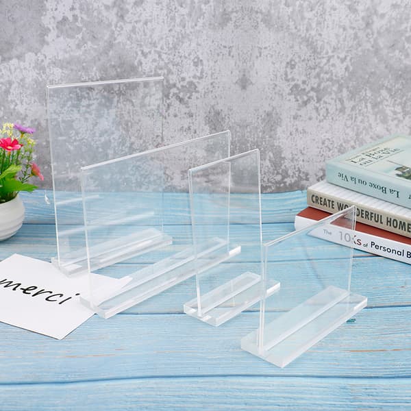 T form dubbelsidig akrylskylt Korthållare Display Stand Meny A3