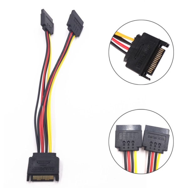 SATA II -kiintolevyvirta 15- power SATA-uros ja 2 naaras 15-nastainen power