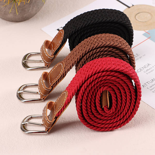 Beltevevd lerretsbelte Metallspenne Herre Dame Elastisk flettet B 3#