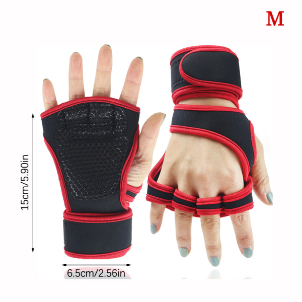1 Par Sports Half Finger Handsker Træningshandsker Fitness Prot Red M