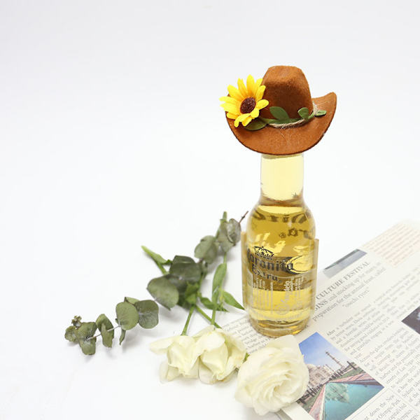 Solros Cowboy Hat Filt Vinflaska Dekorativ Cap Spring Fes C