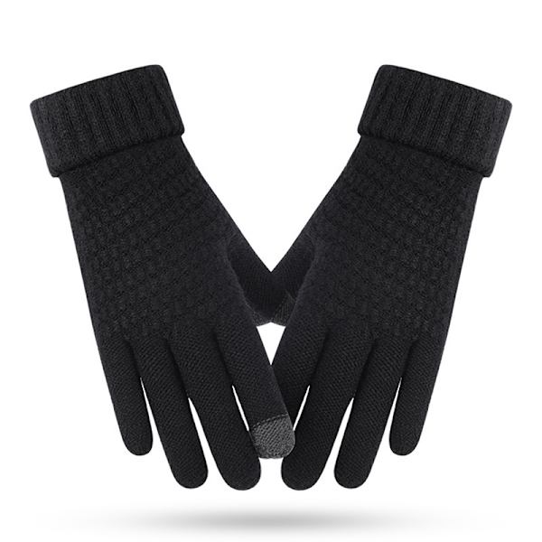 Vinter Touch Handskar Dam Herr Varm Stretch Stickad Vantar Imitat Black