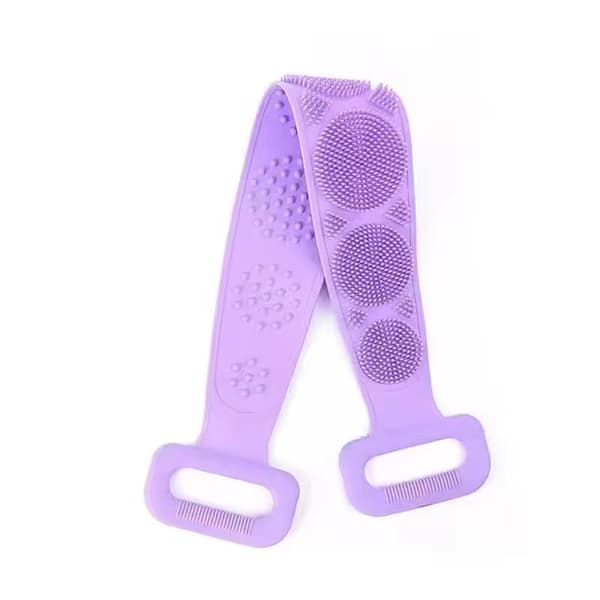 Silikon Kroppssvamp Förlängda Ryggborstar Duschbälte Skrubber Purple