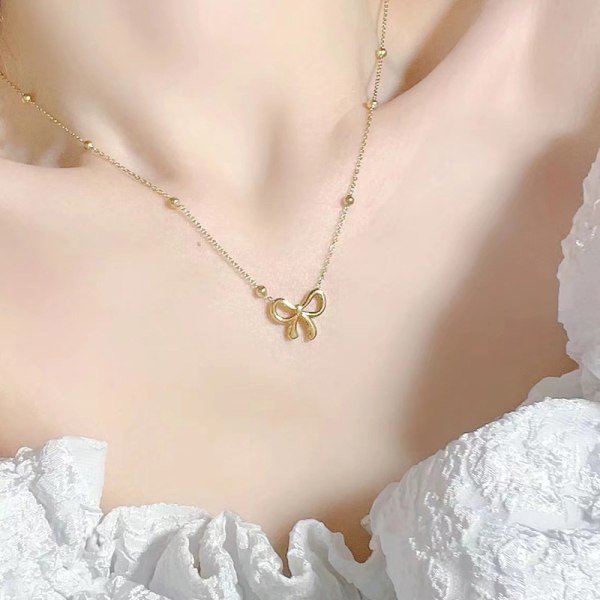 Sweet Bow Anheng Halskjede Bowknot Link Clavicle Chain Choker N