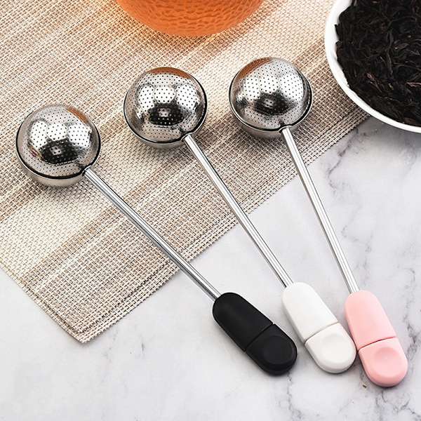 Bærbar 304 rustfrit stål roterende te-infuser og kaffegrumsfilter A