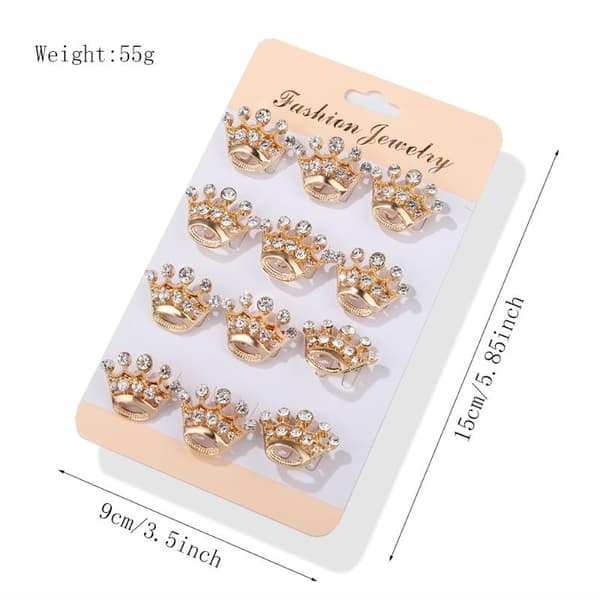 12 STK Mini Rhinsten Krone Broche Lille Krystal Reversnål Bryllup A1