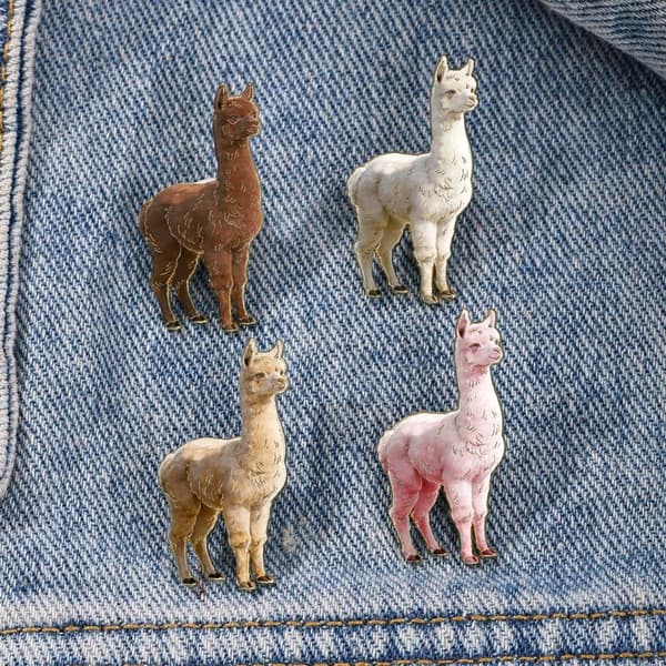 1 stk e 4 farver Alpaca metalnåle til tøj tasker rygsæk revers A3
