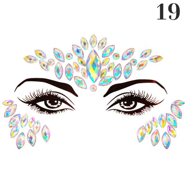 3D Body selvklæbende Glitter Stickers Crystal Party Face Eye Gems 19