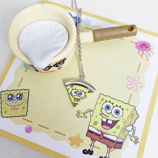 Sarjakuva SpongeBob Pizza Magneettinen kaulakoru ja Creative Kawaii Cou A3