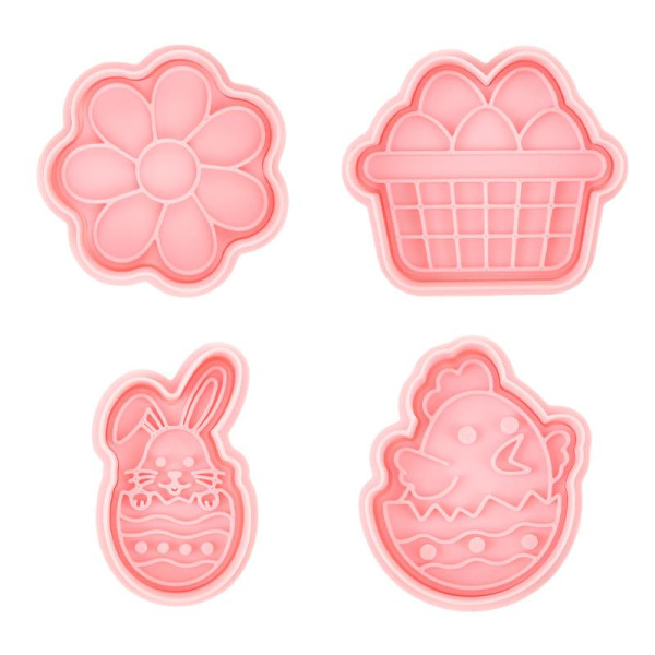 1/4 stk påske kjeksform plast kanin egg cookie kutter stempel A2