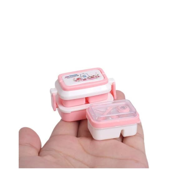 1 sæt Mini 2-lags dukkehus Bento Box til dukkeleg Min D