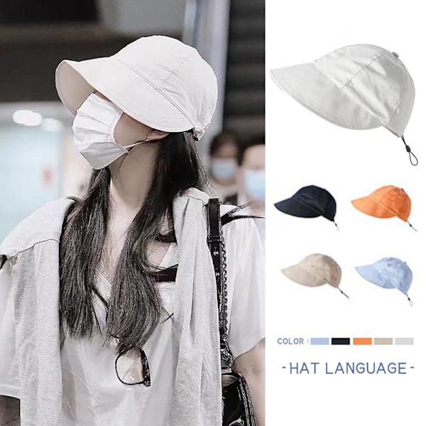 Sammenleggbar solhatt med bred skygge, justerbare caps med snøring for menn W Beige