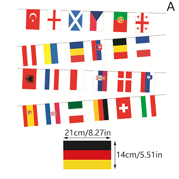 2024 EM-fotbollsmästerskap Vimplar Flaggor Europeiska Flaggor 14x21cm