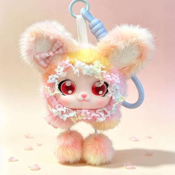 e Fluffy Fox Doll Nyckelring Kawaii Vinyl Doll Face Plyschväska Cha A2