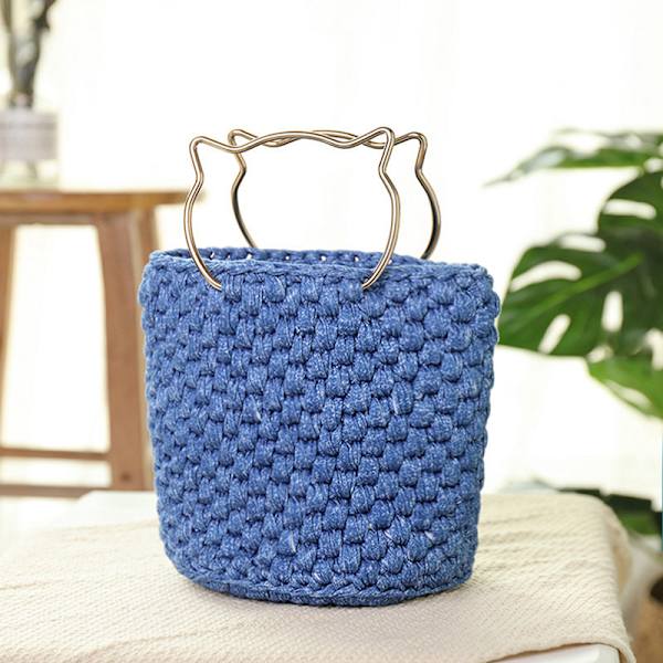 Bucket Bag Ylimääräinen neulonta ja kudonta mesh White 38cm