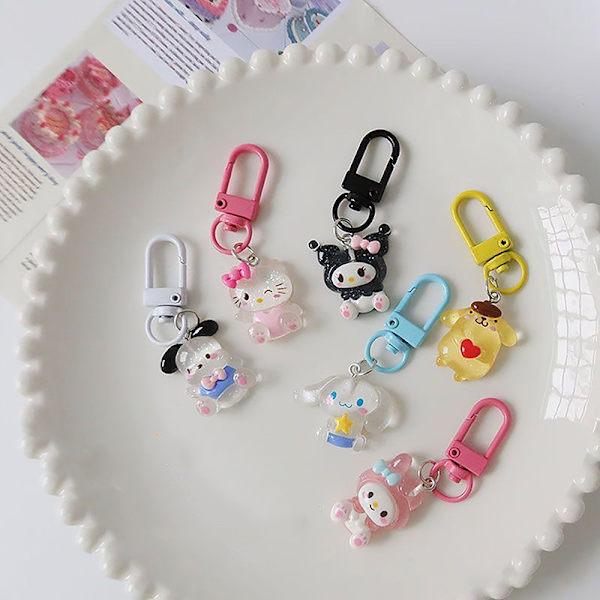 Transparent Fin blinkande nyckelring Tecknad Jade Dog Kuromi Melo B
