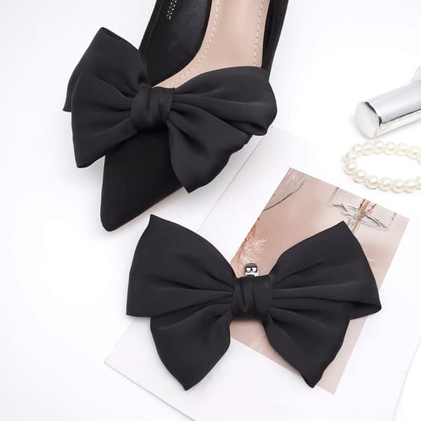 1 par eleganta bowknot-skor Spänne för kvinnor Enfärgade prickar S Pink