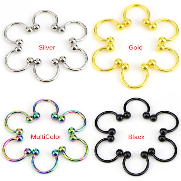 10 STK Rustfritt stål Horseshoe Bar Lip Nese Septum Øre Ring Silver 8mm