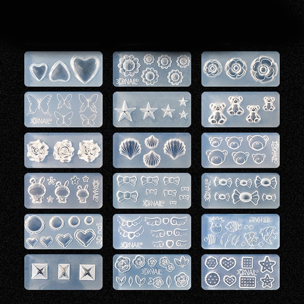 Silikon utskåret form DIY Nail Art Mold Nail Decoration Silikon A2