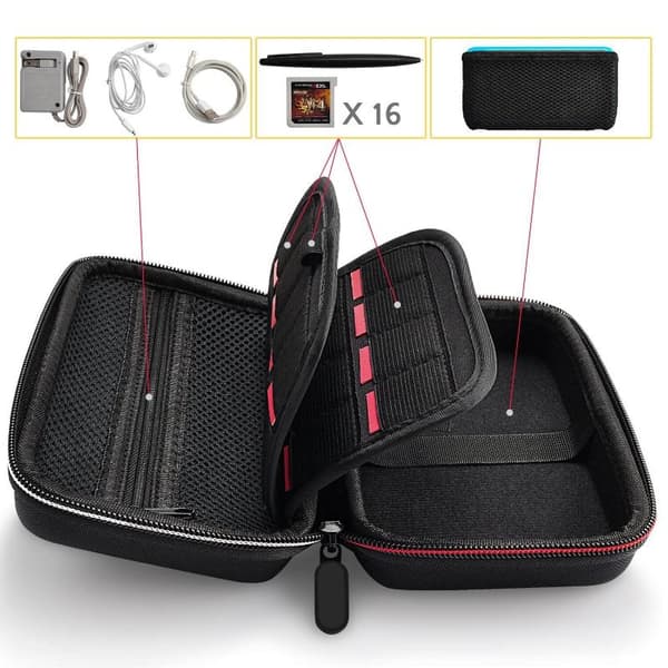 For Ny 3DS XL Hard Shell Bæreveske Bærbar Reiseveske P Black