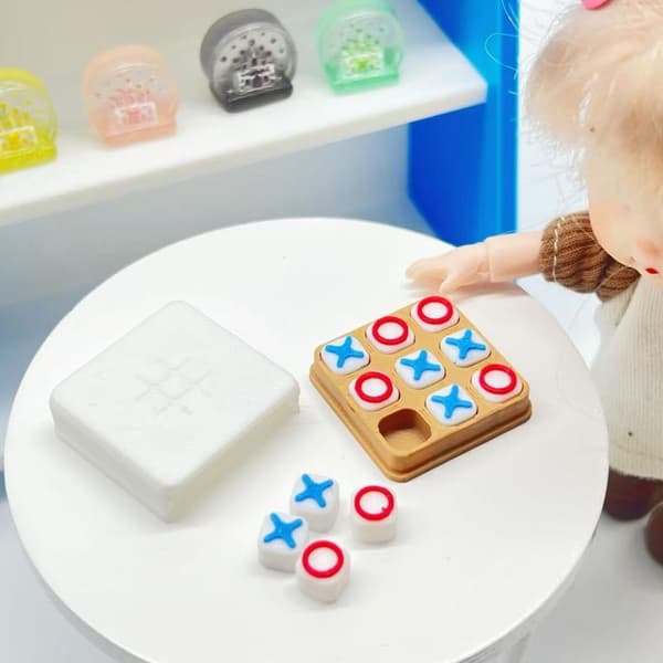 Mini Tic Tac Toe Spil Dukkehus Tilbehør Miniature Brætspil