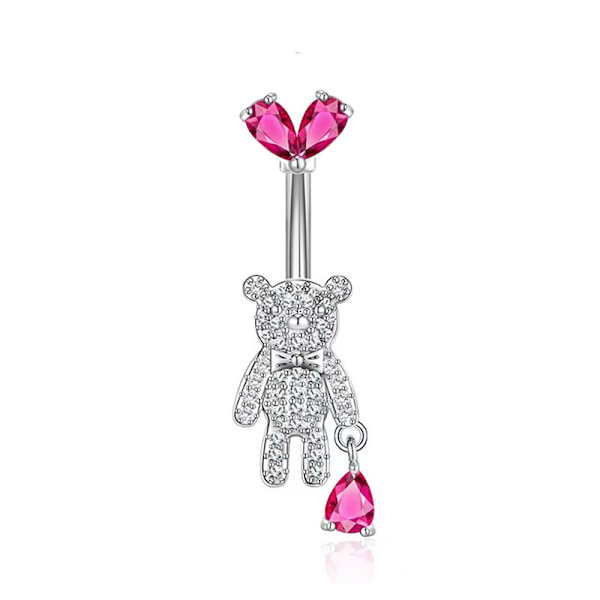 Pink zirkon vedhæng navle ring rustfrit stål navle pie A3