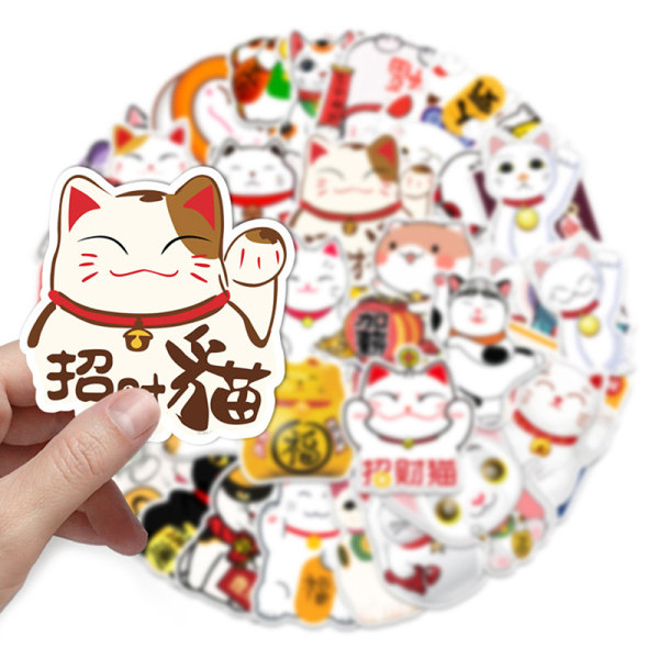 50 st Japan Lucky Cat Cartoon Stickers PVC vattentät skateboar