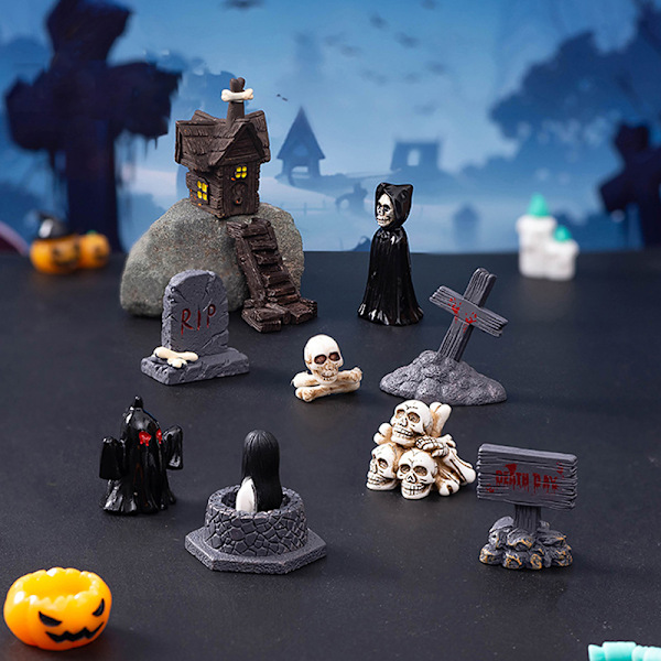 Halloween Mikro Landskap Miniatyr Resin Håndverk Mini Fe Hagem A7